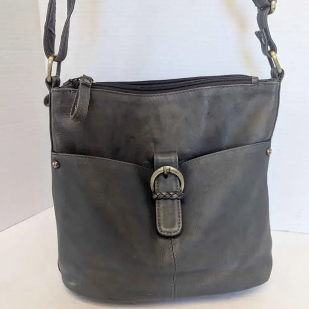 Great American Leather Works Gray Crossbody Messenger Bag Purse for Her 10x9x4